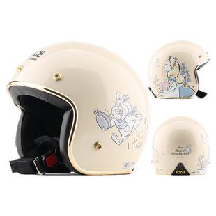 台湾EVO精装象牙白爱丽丝复古安全帽摩托车成人头盔男女保暖3/4盔