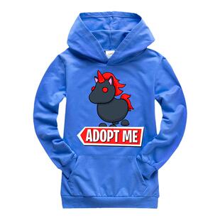 ROBLOX ADOPT ME新款春秋游戏图案儿童长袖连帽衫口袋卫衣