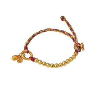 新中式金色串珠小莲蓬手链气质小众不对称手工编织手串女国风手饰