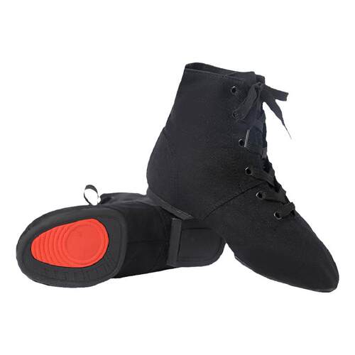 室外胶底高帮爵士鞋软底舞蹈鞋帆布练功鞋女黑色舞鞋教师鞋广场舞