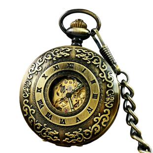 怀表复古机械全自动发条男款学生翻盖中古可放照片定制女夜光老式