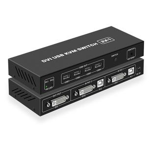 DVI KVM切换器二进一出2进1出4K高清两台电脑主机共用一套键盘鼠标打印机显示器共享器 支持U盘 带桌面控制器
