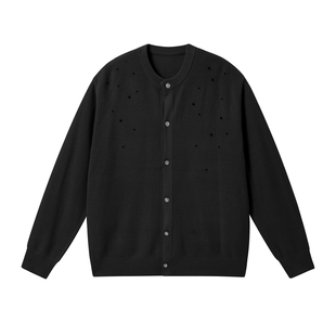 JHYQ净化眼球美式钉珠圆领针织开衫男春秋潮牌宽松休闲毛衣外套