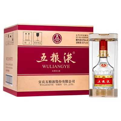【新年超值购】第八代五粮液52度375ml*6瓶浓香普五白酒正品
