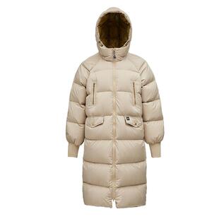 君羽长款羽绒服女时尚连帽冬季厚款保暖鹅绒服女过膝羽绒大衣032