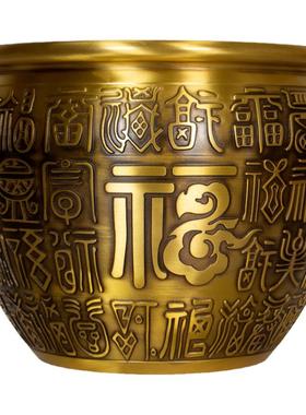 纯铜缸故宫缸百福聚宝盆摆件烟灰缸办公室家居装饰品礼品福字铜缸