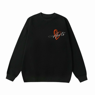 正品 Asrts爱心字母潮牌秋冬加绒宽松男士情侣重磅加厚圆领卫衣