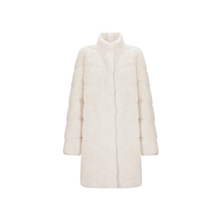 CHICHY白色高级中长款环保皮草大衣女25冬季新款宽松保暖毛毛外套