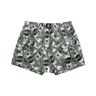 美金内裤男士阿罗裤钞票图案纯棉宽松大码居家平四角hiphop短睡裤