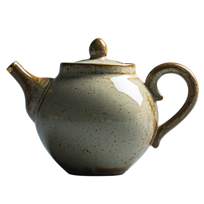 不单典雅粗陶描金茶壶冲茶器柴烧