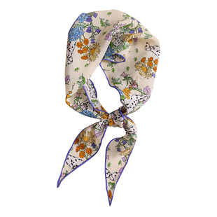 「法式仙境」手绘100%桑蚕丝小丝巾12姆米真丝双绉三角巾领巾春秋