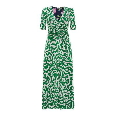 DVF茶歇裙植物印花连衣裙