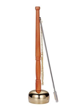 纯铜佛堂法器法器直杆木柄引罄