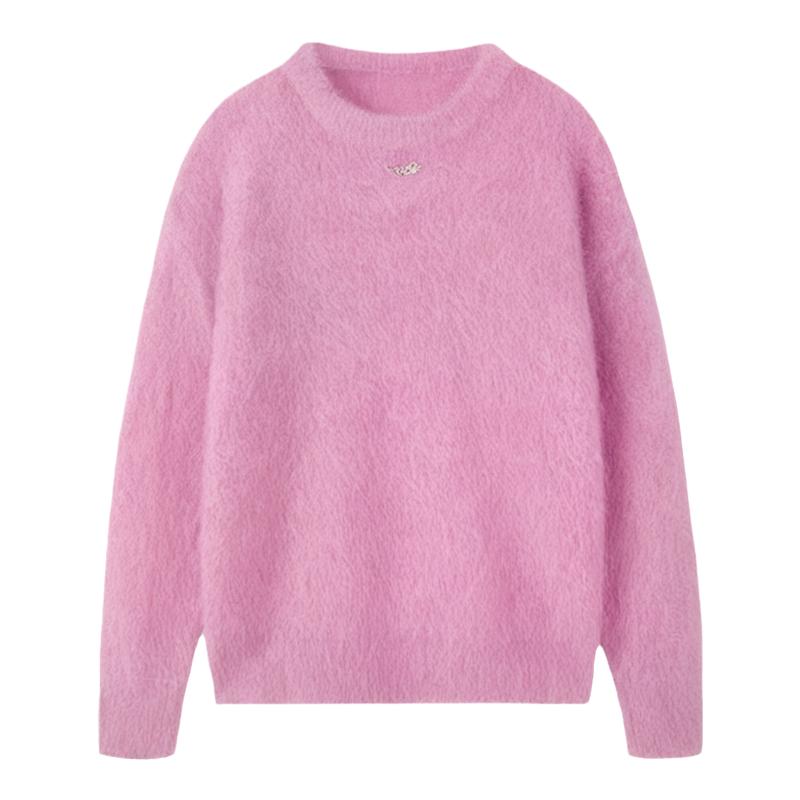 张予曦同款CLOUDSEASON粉色毛衣宽松上衣厚毛织上衣马海毛上衣