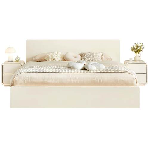 全友家居奶油风卧室床现代简约1米8双人大床家具小户型1米5单人床