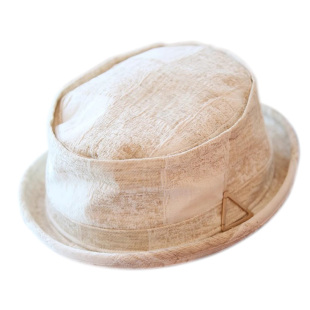 2025春夏亚麻礼帽布帽复古图案卷边英伦帽遮阳帽帽子凹凸有致帽顶