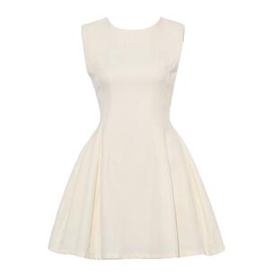 DPLAY年夏季新款白色连衣裙女复古时尚短款裙子短裙小白裙