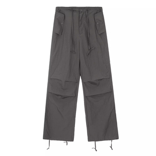 NECOYEP 2025美式复古抽绳直筒休闲裤男女夏季宽松百搭阔腿长裤子