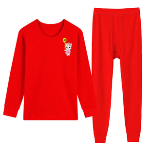 女童本命年内衣套装马年12岁大童儿童红衣服女孩红色纯棉秋衣秋裤