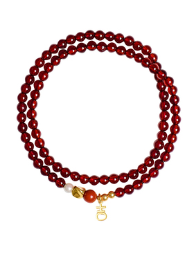 天然石榴石18K金两圈小众细手链