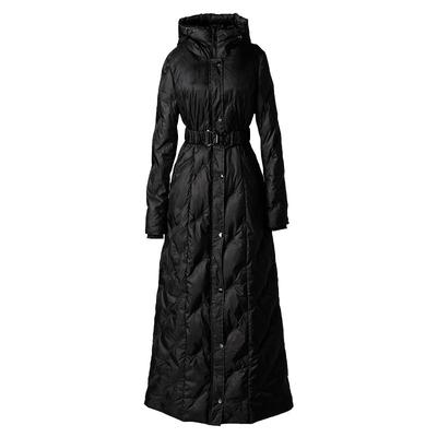 黑色超长羽绒服修身气质