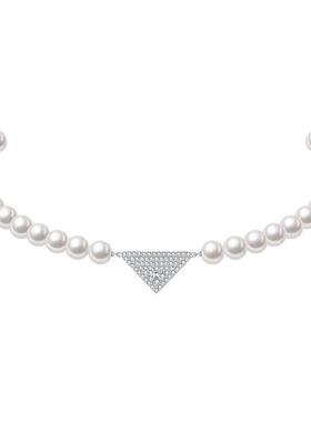 ZEGL人造珍珠项链闪锆锁骨链