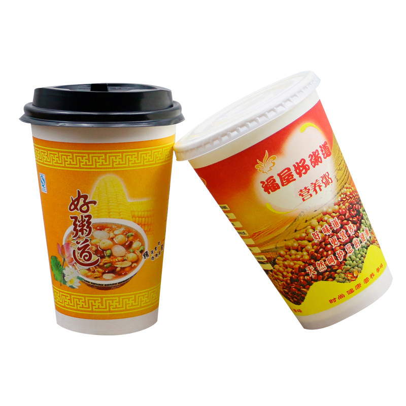 粥杯一次性纸杯子带盖早餐店加厚