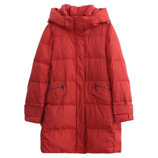 科尚小个子直筒羽绒服女冬季2025新款保暖中长款鸭绒连帽显瘦外套