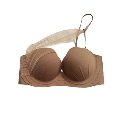 性感单肩带内衣女夏季防滑聚拢收副乳网纱露肩文胸无钢圈斜肩胸罩