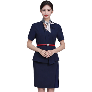 纯岚中国移动工作服女夏移动公司厅经理工装短袖外套职业女裙套装