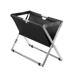 北欧不锈钢皮革书报架落地储物架子家用杂志收纳架报纸报刊置物架