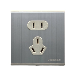 一开五孔双控单控86型暗装金属不锈钢拉丝开关插座面板三开5孔10a