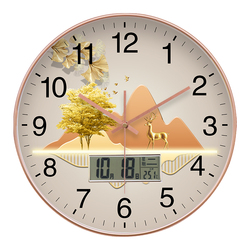 高档钟表挂钟1电池用3年长续航客厅家用创意静音挂墙石英电子时钟