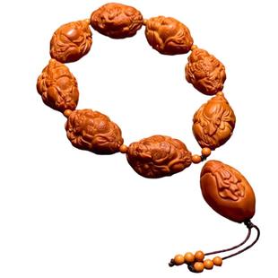 八方来财男士橄榄核手串男款盘玩核雕刻八大财神精雕高端文玩男生