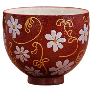 手绘雏菊圆融杯茶杯主人杯单杯不烫手高档个人喝茶专用茶具品茗杯