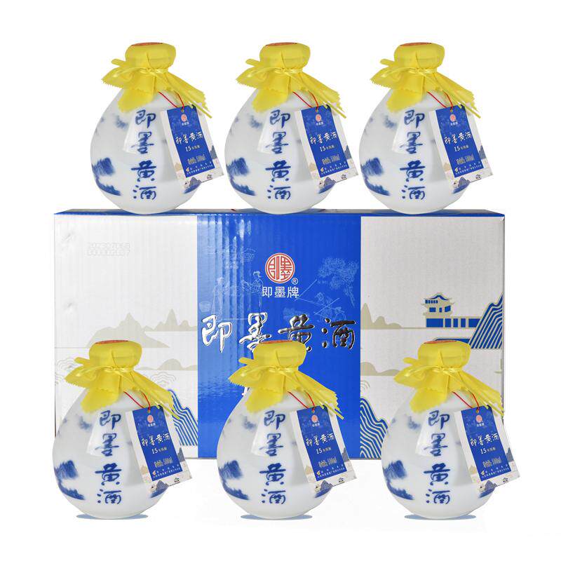 即墨黄酒十五年陈酿500ml*6坛礼盒装整箱装黄酒半甜型即墨老酒