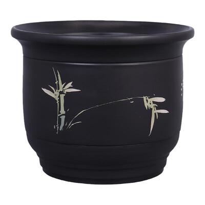 建水紫陶手工花盆盆景底部有孔