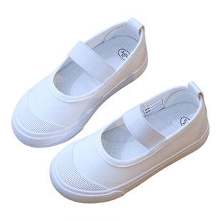 幼儿园小白鞋室内表演鞋女童布鞋百搭软底宝宝帆布鞋小学生演出鞋