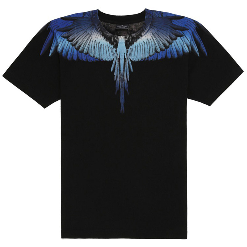 正品现货 Marcelo Burlon MB 19ss黑白红绿黄线条翅膀短袖T恤新款