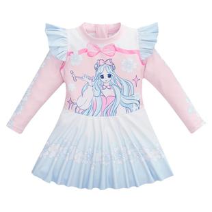 女童泳衣洋气女孩10岁12岁7儿童游泳衣裙装款a类超仙长袖防晒泳装