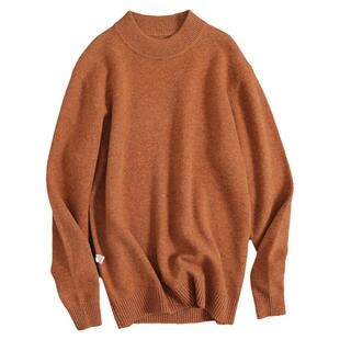 100%纯羊毛衫男款秋冬双股加厚保暖羊绒毛衣半高领宽松大码针织衫