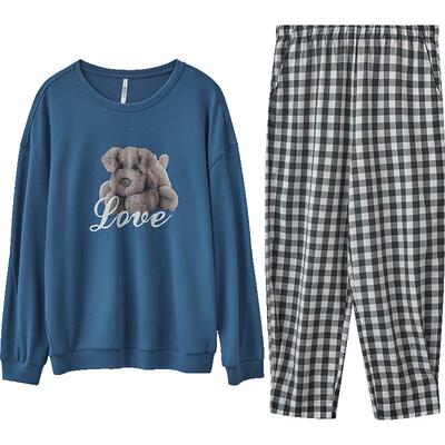 纯棉长袖情侣睡衣红豆舒适内衣