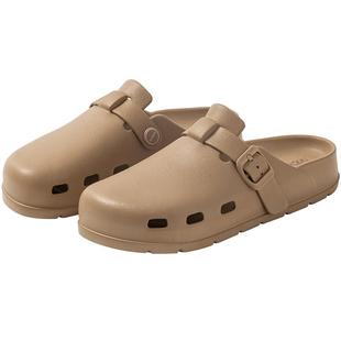 远港包头勃肯凉拖鞋女夏天外穿eva沙滩洞洞鞋防滑平底半拖穆勒鞋