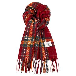 红色围巾女款2025新款冬韩系氛围感加厚学生浆果星星圣诞礼物围脖