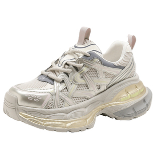 星期六老爹鞋女厚底增高休闲鞋2026新款网面透气运动鞋轻便跑步鞋