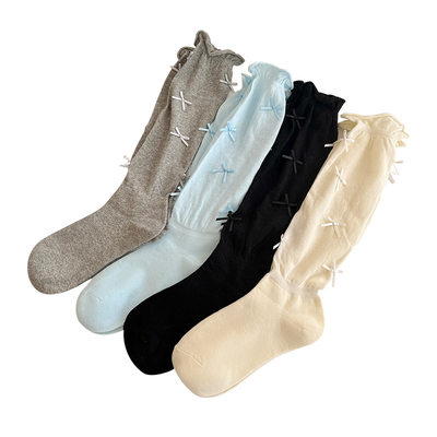 【芭蕾风袜子】纯棉白色堆堆袜