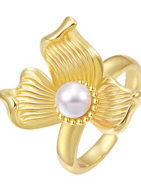 FLV夕日鸢尾戒指时尚百搭