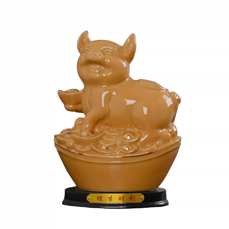 新中式陶瓷猪摆件十二生肖吉祥物