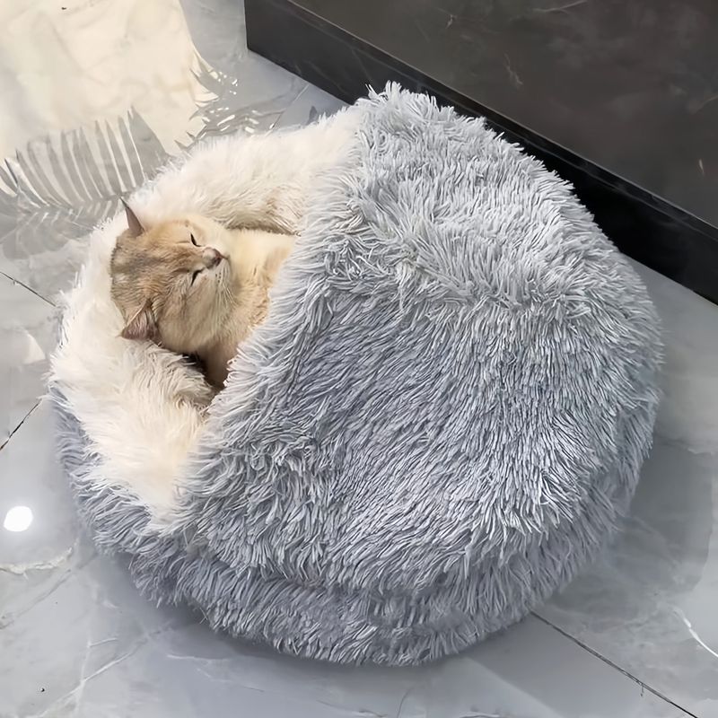 猫窝冬季保暖封闭式安全感猫咪睡袋半封闭加厚加绒贝壳窝宠物用品