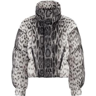 【鹅绒】波司登泡芙短款创意时尚豹纹立领内藏帽厚羽绒服